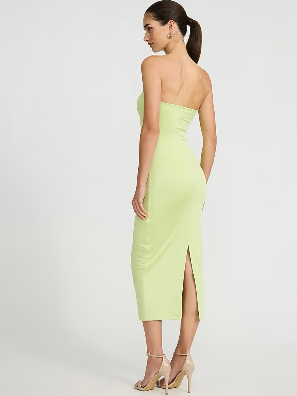 Express Strapless Midi Dress in Light Green - Picture 2 of 5
